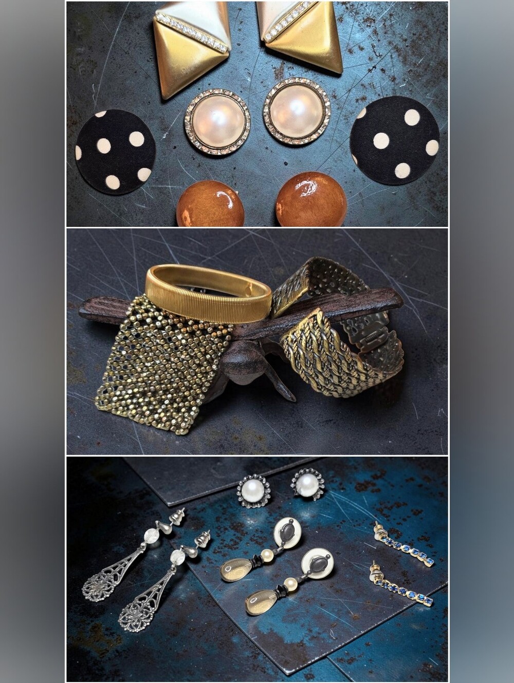 Vintage Earrings And Bracelet Jewelry Bundle - 11 Pcs